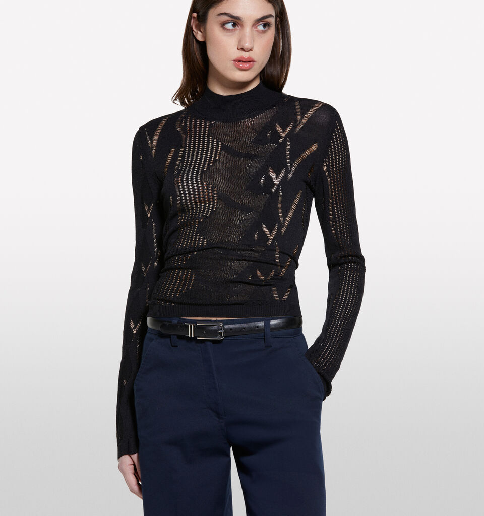 Open-knit sweater - women's crew neck sweaters - Black | Sisley image number 4